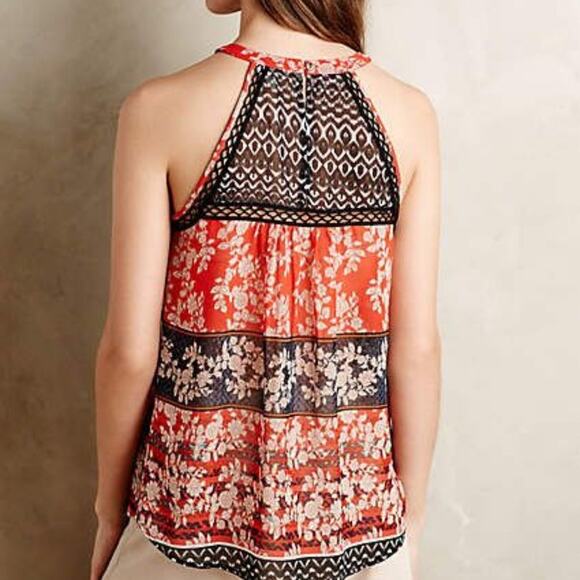 ANTHROPOLOGIE | MEADOW RUE Annora Red & Black Floral Tank Top, S - Picture 10 of 12